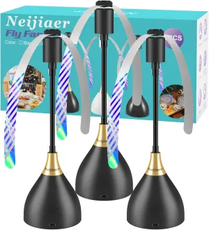 Fly Fans for Tables, Practical Fly Repellent Fan with Soft Blades, USB or Batteries Powered, Soundless and Portable Fly Fan Keeps Your Food Clean(3 Pack)