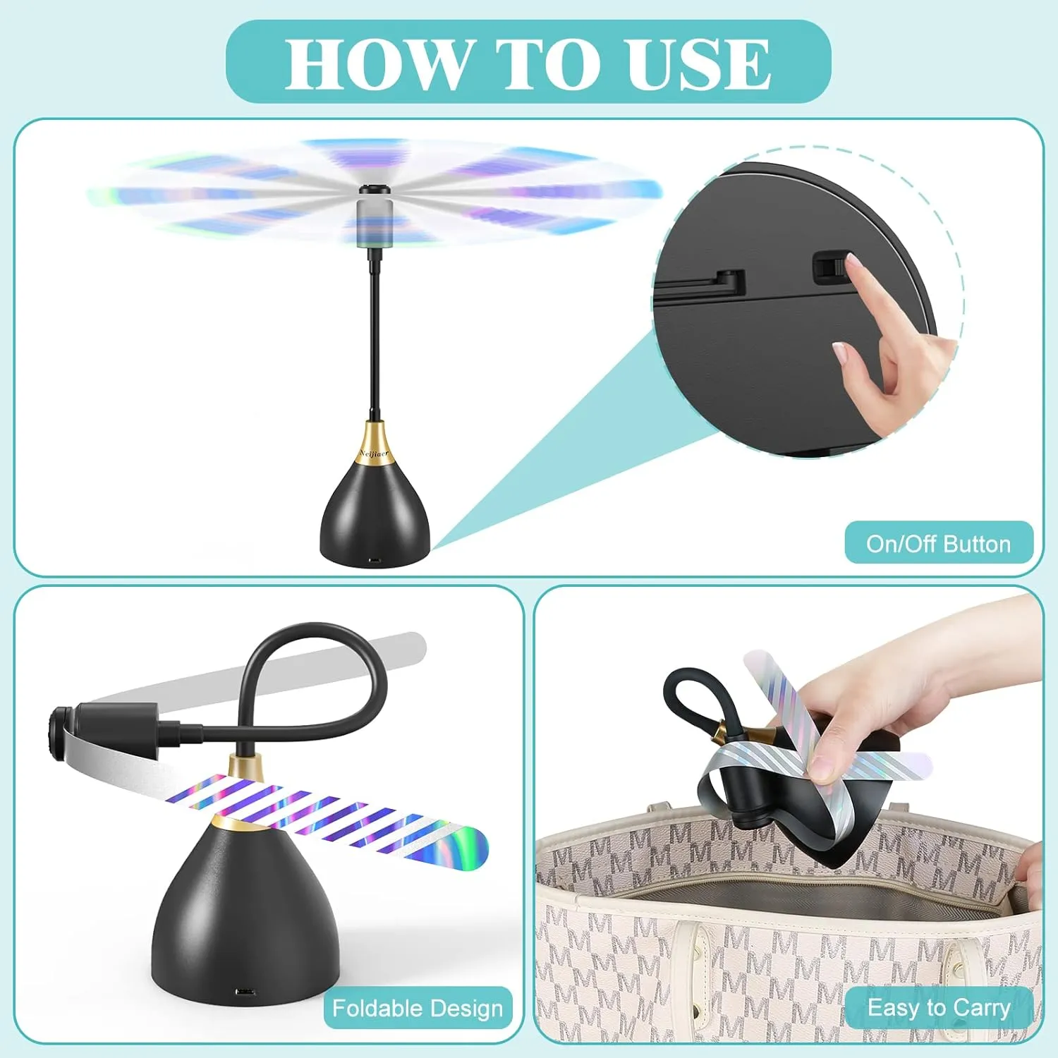 Fly Fans for Tables, Practical Fly Repellent Fan with Soft Blades, USB or Batteries Powered, Soundless and Portable Fly Fan Keeps Your Food Clean(3 Pack)