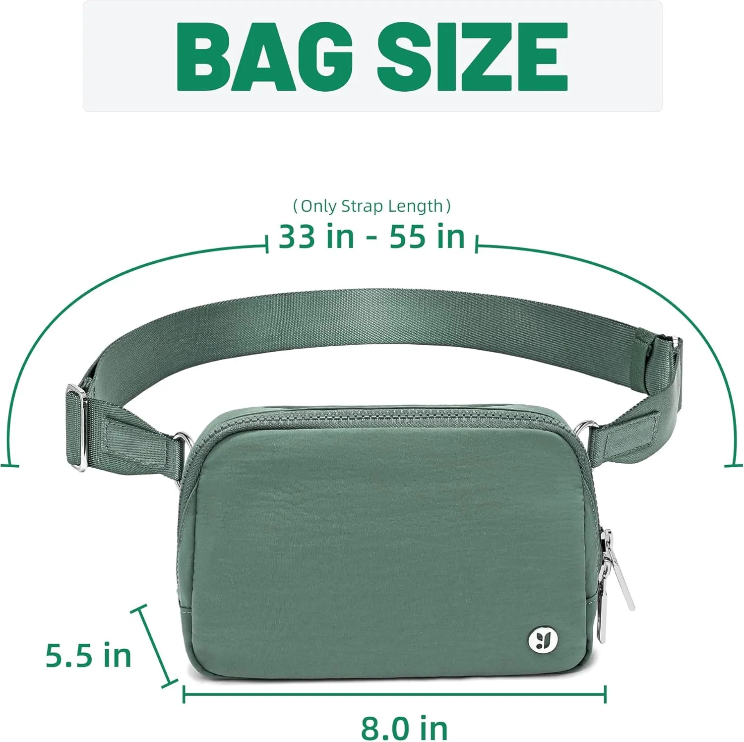 FODOKO Unisex Two-way Zipper Belt Bag