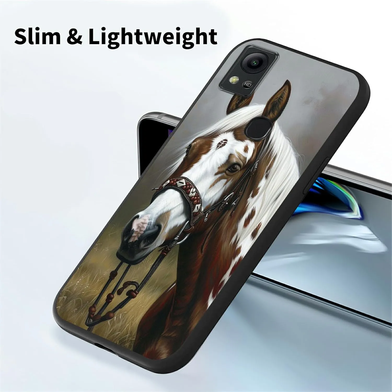 for Cricket Icon 5/AT&T Motivate 4 Case for Women Men, Full Body Fit Ultra Thin Flexible Soft TPU Shockproof Protective Phone Case for Cricket Icon 5, Horse