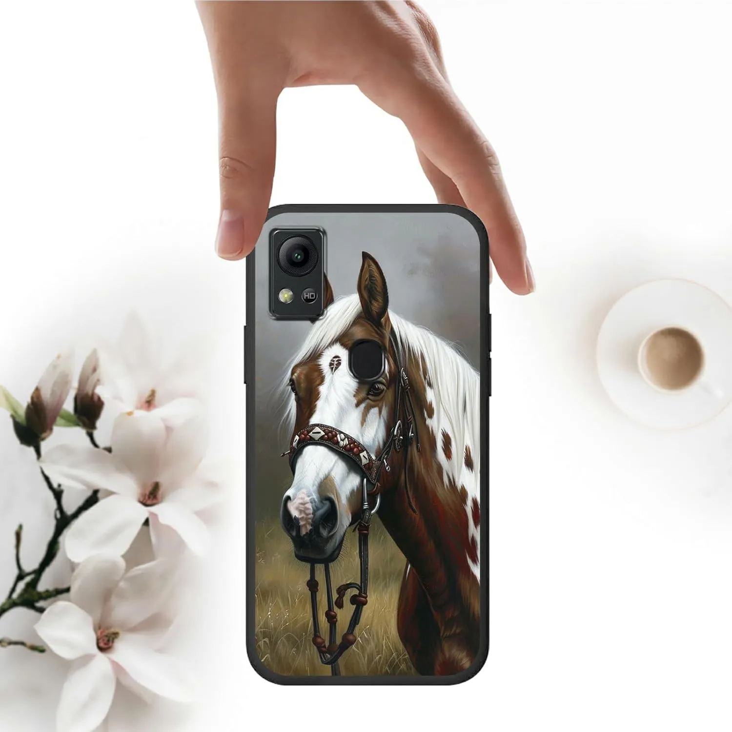 for Cricket Icon 5/AT&T Motivate 4 Case for Women Men, Full Body Fit Ultra Thin Flexible Soft TPU Shockproof Protective Phone Case for Cricket Icon 5, Horse
