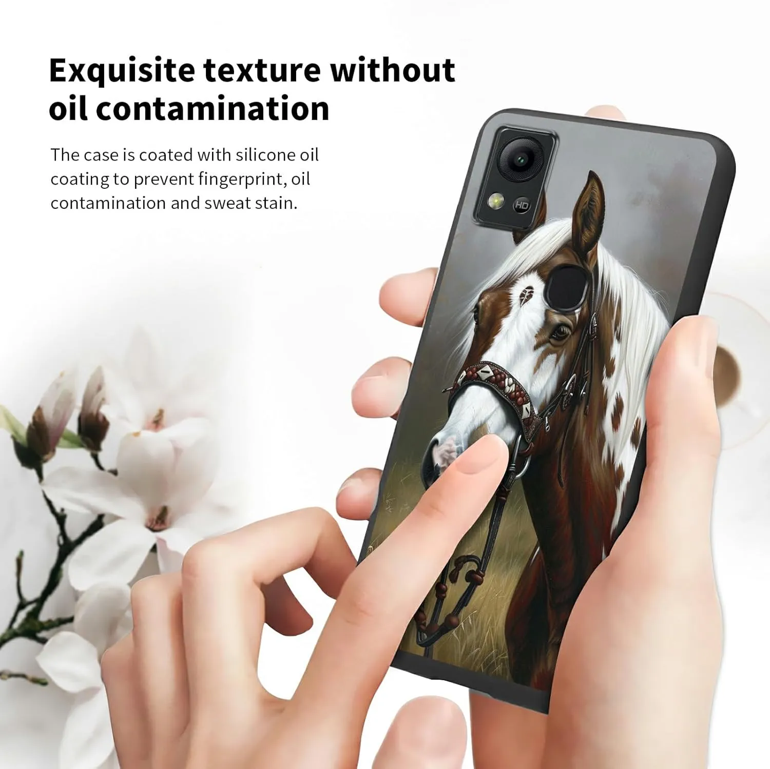 for Cricket Icon 5/AT&T Motivate 4 Case for Women Men, Full Body Fit Ultra Thin Flexible Soft TPU Shockproof Protective Phone Case for Cricket Icon 5, Horse