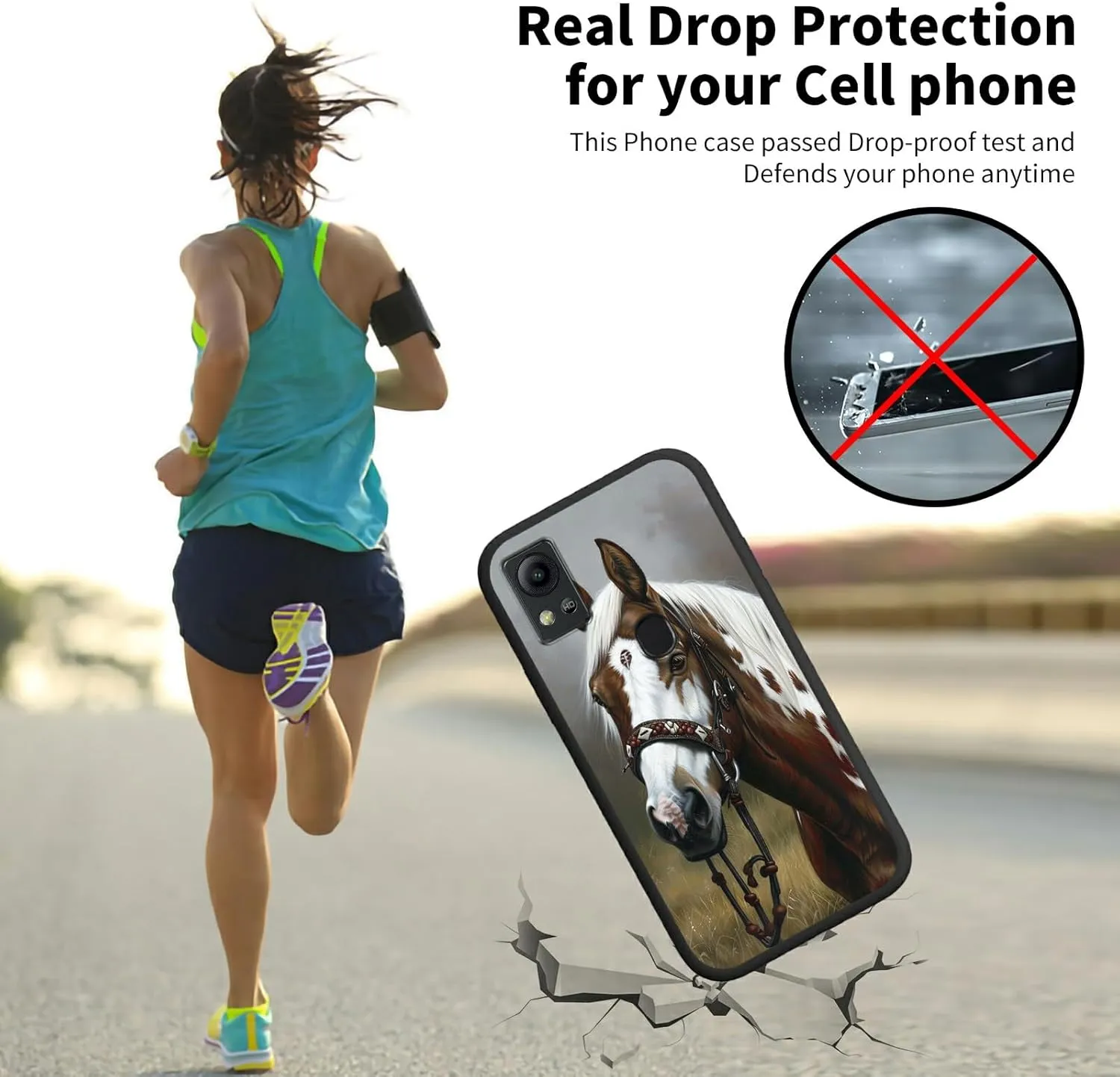 for Cricket Icon 5/AT&T Motivate 4 Case for Women Men, Full Body Fit Ultra Thin Flexible Soft TPU Shockproof Protective Phone Case for Cricket Icon 5, Horse
