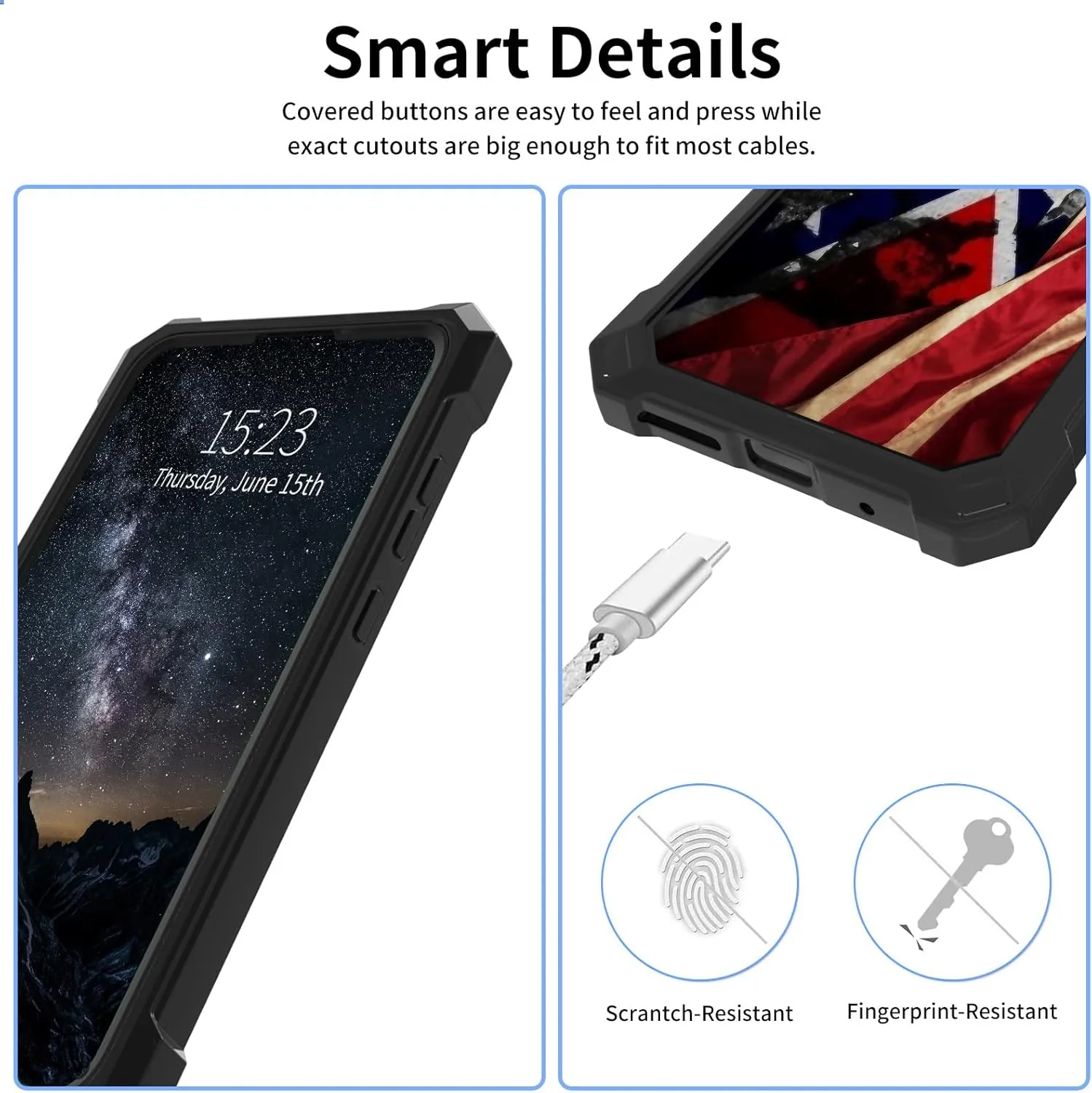 for Cricket Icon 6 Phone Case,AT&T Verge Phone Case with Screen Protector Rugged Dual Layer Protection Shockproof Corner Silicone Bumper Cover Case for Cricket Icon 6,Retro America Flag