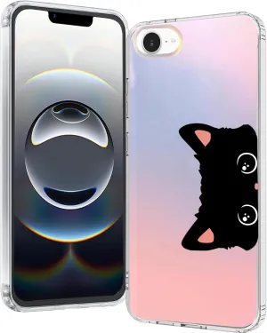 for iPhone 16e Case 2025, Slim Clear Matte Cute Flowers Floral Design for Girls Women Rugged TPU Bumper Shockproof Silicone Cell Phone Cover (Cat Ear)