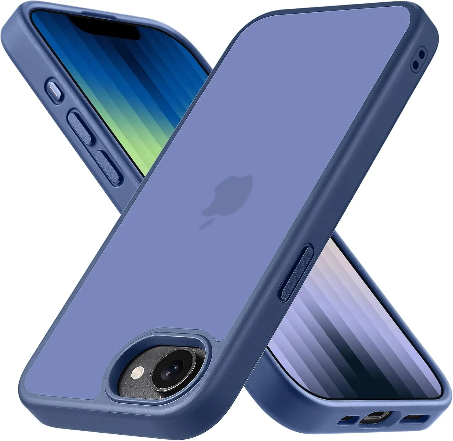 for iPhone 16E Phone Case, Shockproof for iPhone 16E Case, Military Grade Drop Protection, Protective Hard Back Slim Translucent Cover, Frosted Blue