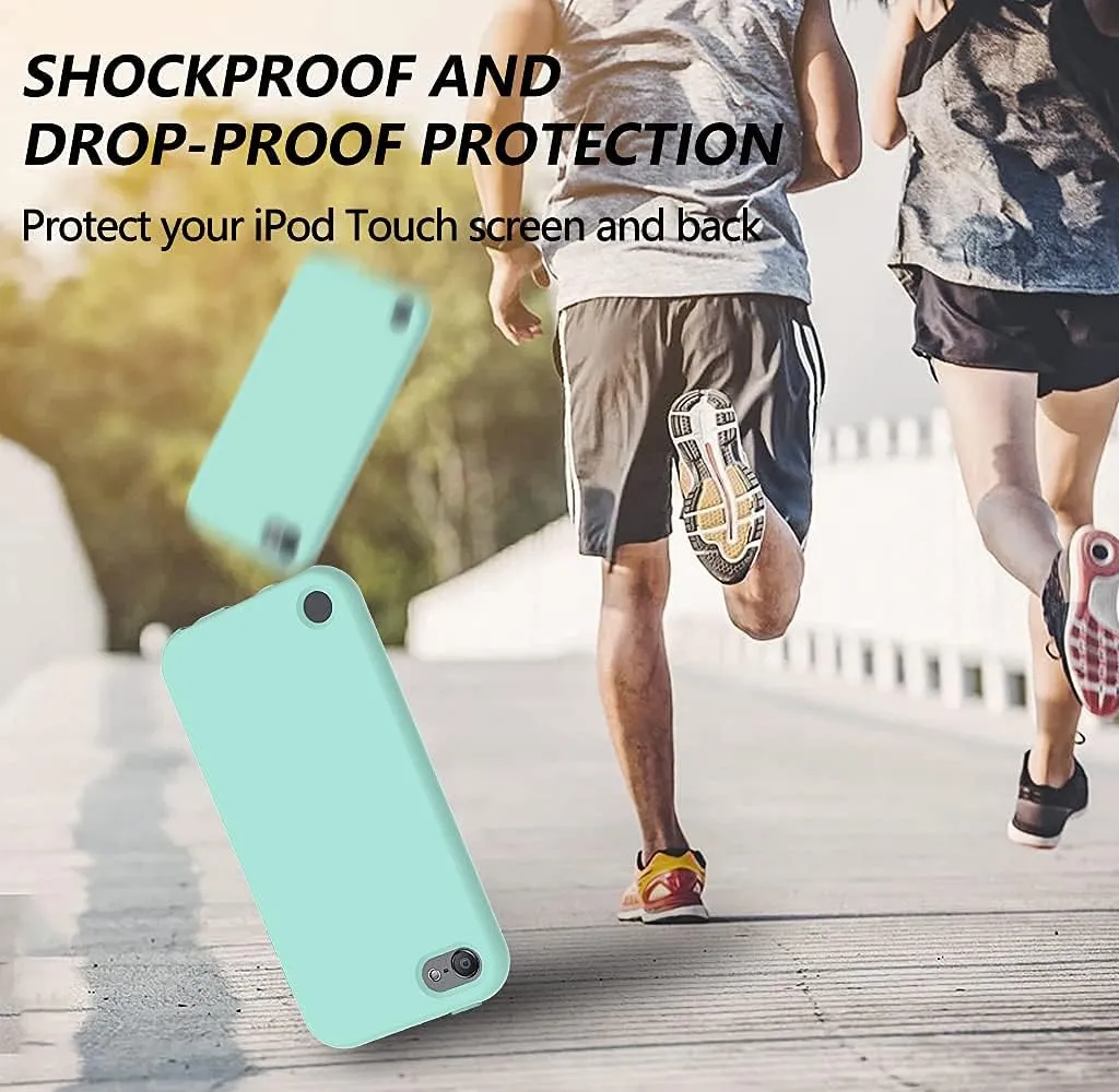 for iPod Touch 7th/6th/5th Generation Case,for iPod Touch case,Shockproof Silicone [with Built in Screen Protector] Full Body Heavy Duty Rugged Defender Cover(Green)