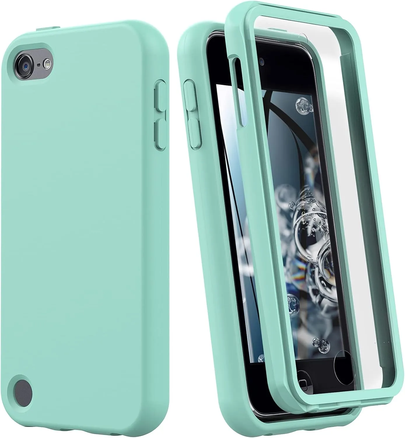 for iPod Touch 7th/6th/5th Generation Case,for iPod Touch case,Shockproof Silicone [with Built in Screen Protector] Full Body Heavy Duty Rugged Defender Cover(Green)