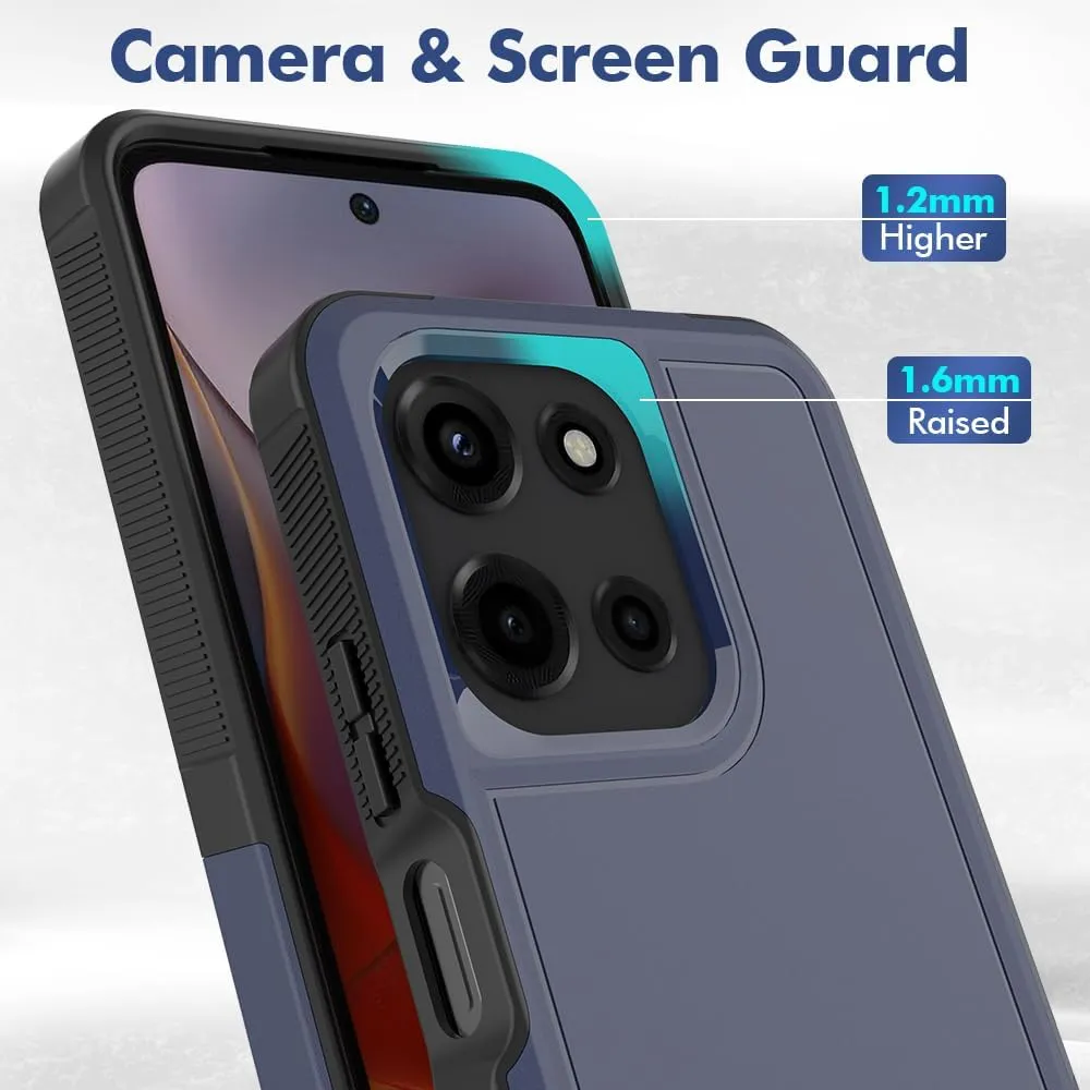 for Motorola Moto G 2025 Case: Dual Layer Protective Heavy Duty Cell Phone Cover Shockproof Rugged with HD Screen Protector - Military Protection Bumper Tough - Motorola Moto G 2025, Navy Blue