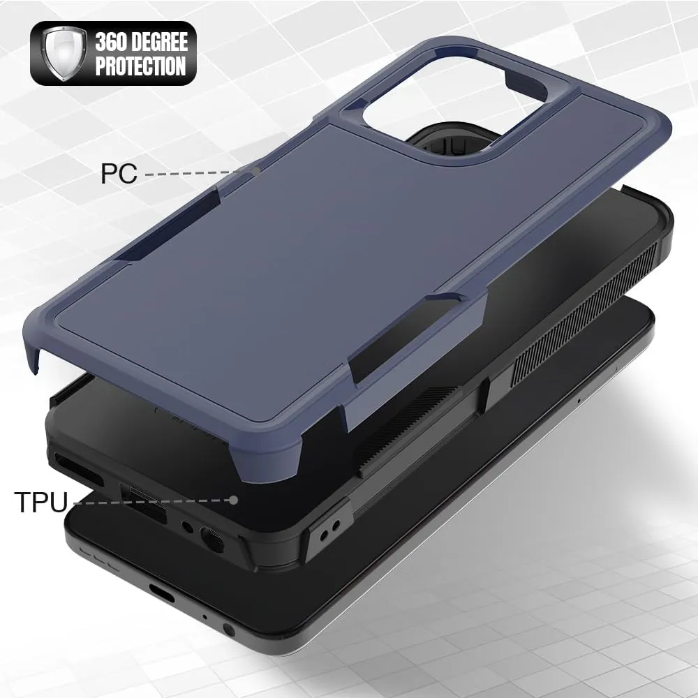for Motorola Moto G 2025 Case: Dual Layer Protective Heavy Duty Cell Phone Cover Shockproof Rugged with HD Screen Protector - Military Protection Bumper Tough - Motorola Moto G 2025, Navy Blue