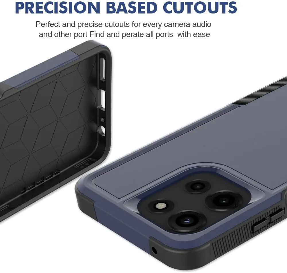for Motorola Moto G 2025 Case: Dual Layer Protective Heavy Duty Cell Phone Cover Shockproof Rugged with HD Screen Protector - Military Protection Bumper Tough - Motorola Moto G 2025, Navy Blue