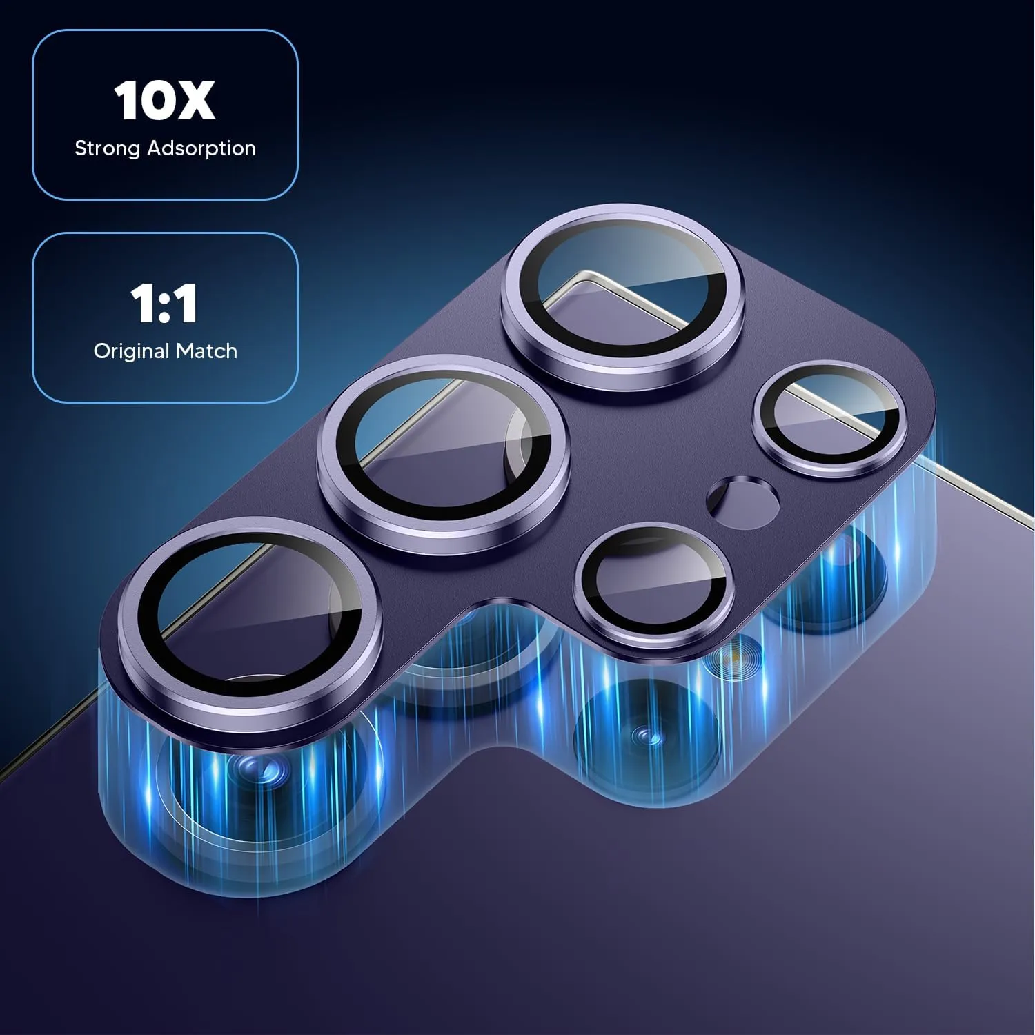 for Samsung Galaxy S24 Ultra Camera Lens Protector, [Full Protection] [Powerful Strength Adsorption] Matte Alloy Metal Ring Glass Camera Screen Protector for Galaxy S24 Ultra,Violet Violet