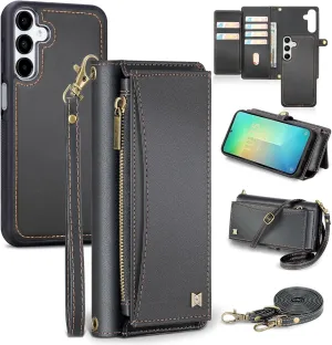 for Samsung Galaxy S25 Plus Wallet Case with Card Holder/Crossbody Wallet/Strap,[RFID Blocking][Magnetic] PU Leather Shockproof Protective Cover Samsung Galaxy S25 Plus Case 6.7”,Black