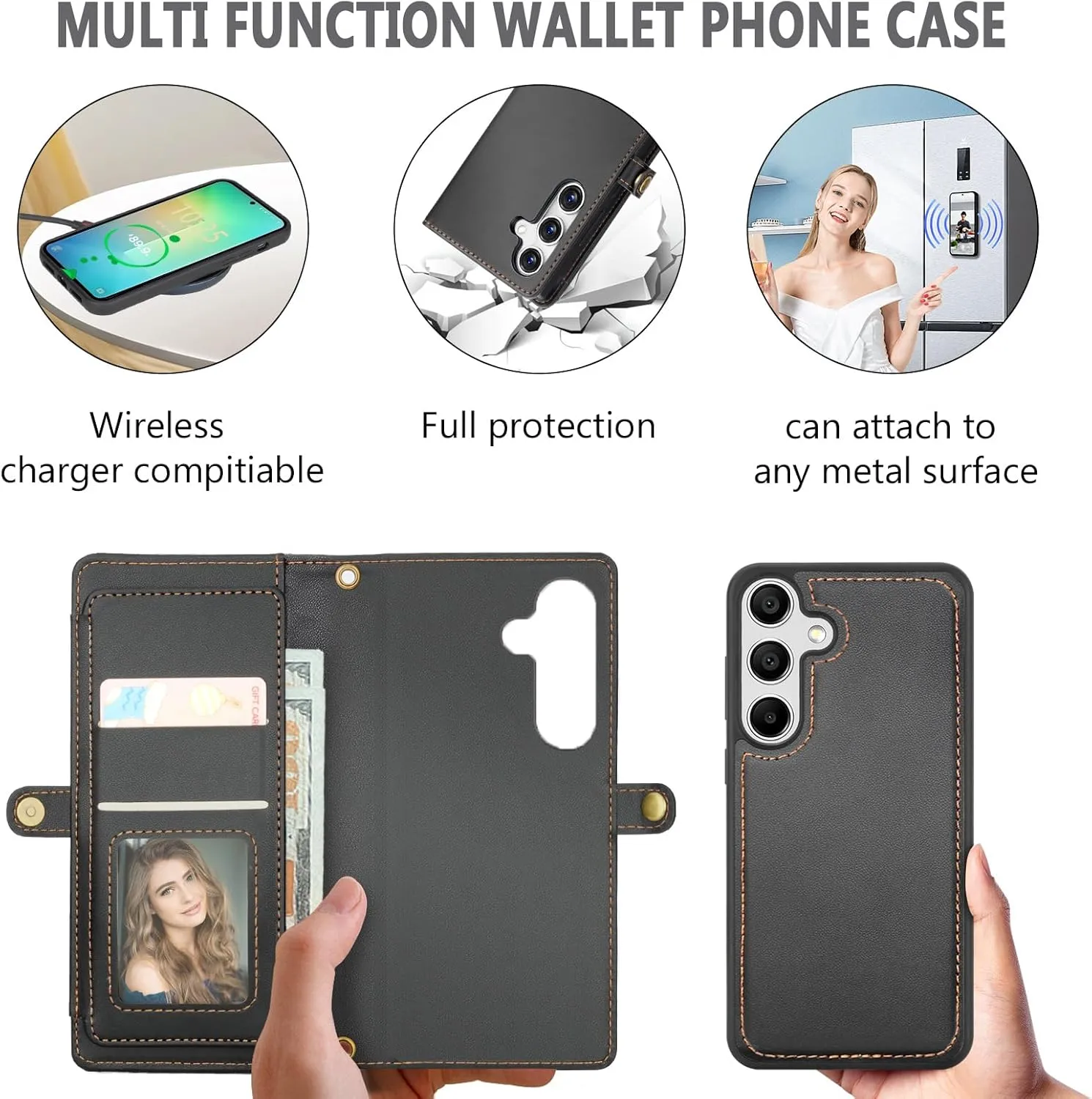 for Samsung Galaxy S25 Plus Wallet Case with Card Holder/Crossbody Wallet/Strap,[RFID Blocking][Magnetic] PU Leather Shockproof Protective Cover Samsung Galaxy S25 Plus Case 6.7”,Black