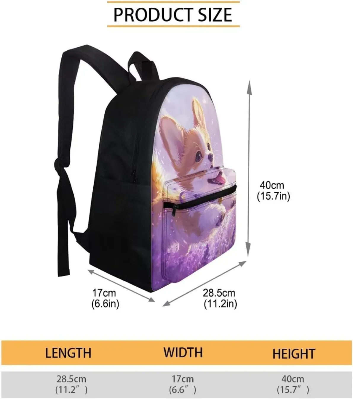 FOR U DESIGNS Kids Corgi Backpack for Girls Elementary Kindergarten Preschool School Bag Grade 1 Lightweight 15 Inch Bookbag Ages 6-8 Purple Travel Rucksack