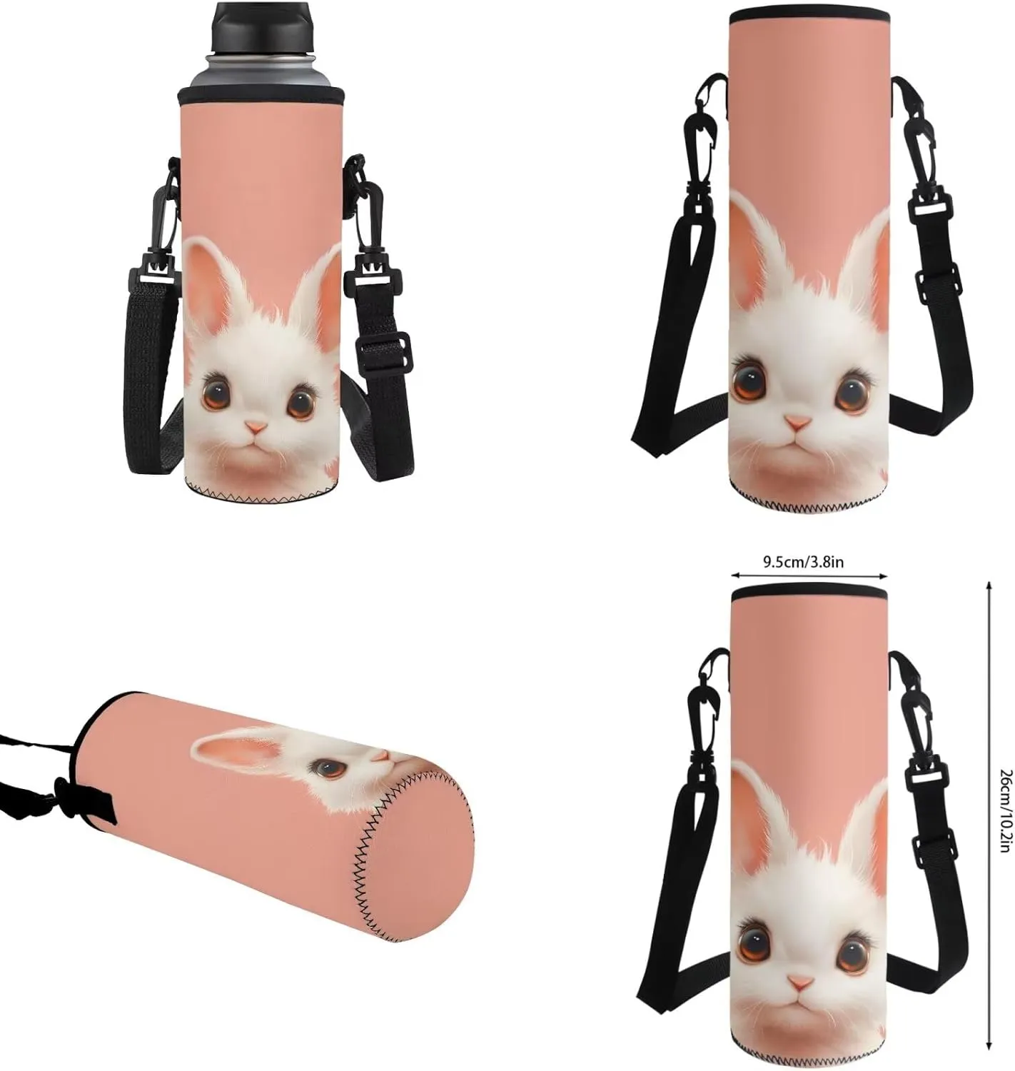 FOR U DESIGNS Kindergarten Backpack for Girls Bunny Book Bag Kawaii Bookbag Ages 6-8 Lunchbox Large Capacity School Bag with Water Bottle Holder 4 Piece