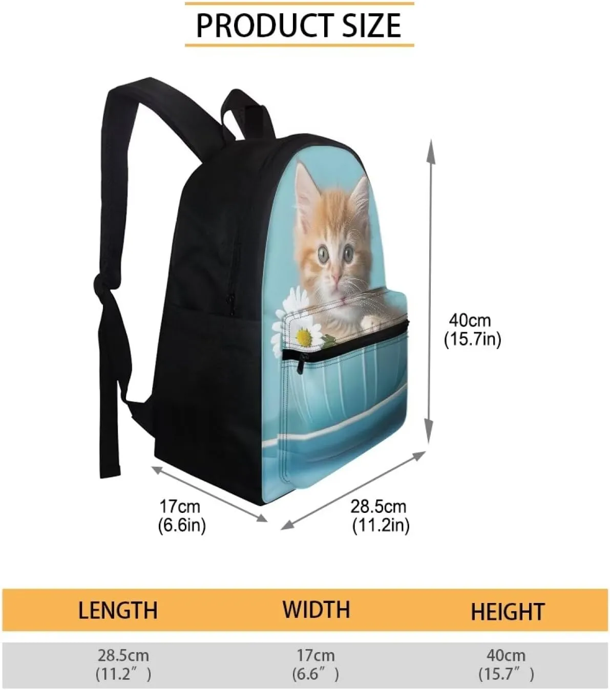FOR U DESIGNS Kindergarten Backpacks 15 Inch Girl Bookbag Ages 6-8 Kawaii Cat Backpack for Kids Elementary Students Lightweight Floral School Bag Grade 1