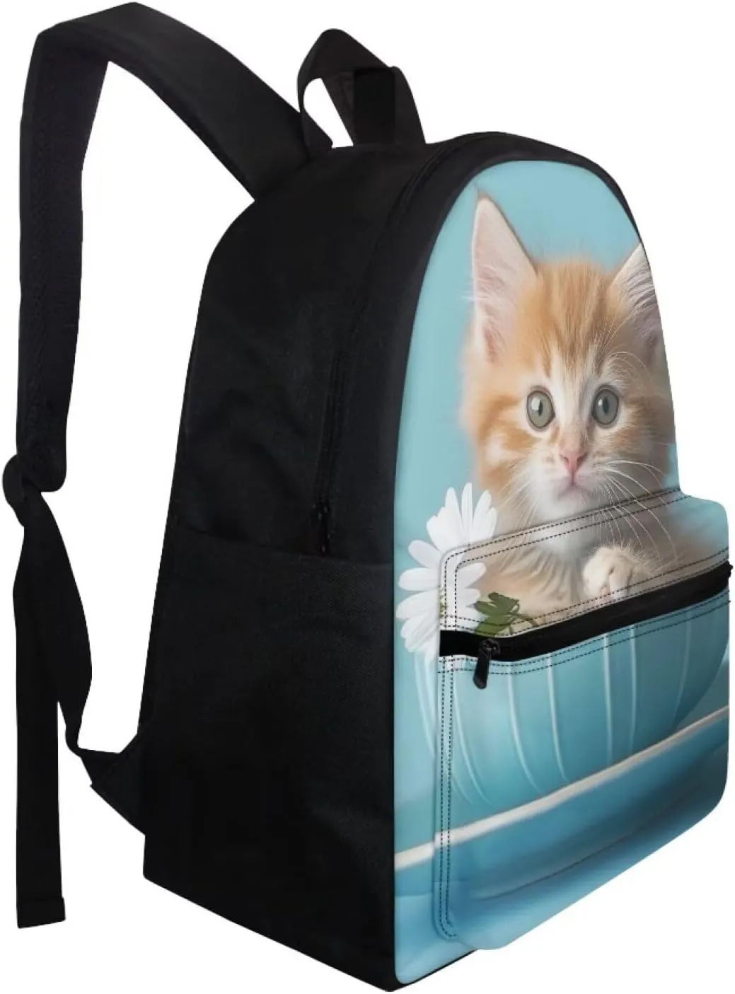 FOR U DESIGNS Kindergarten Backpacks 15 Inch Girl Bookbag Ages 6-8 Kawaii Cat Backpack for Kids Elementary Students Lightweight Floral School Bag Grade 1