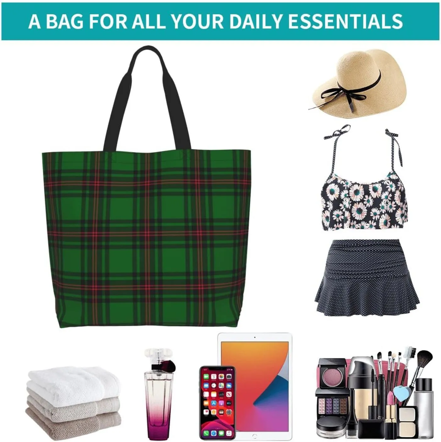 Forbes Ancient Tartan Tote Bag For Women Weekender Travel Bag Reusable Grocery Bags Large Totes Handbags