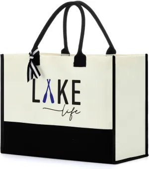 FORBIDDEN PAPER Lake House Gifts Tote Bag Handbag Lake Gifts for Women Lake Lovers Friends Coworkers Her Mom Grandma Travel Bag Boat Gifts for Boaters Fishing Gifts Shopping Bag
