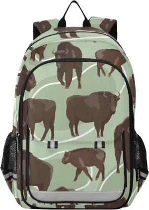 Forest Bison Backpack Lightweight Bookbag Travel Laptop Backpack College School Computer Bag with Reflective Stripes
