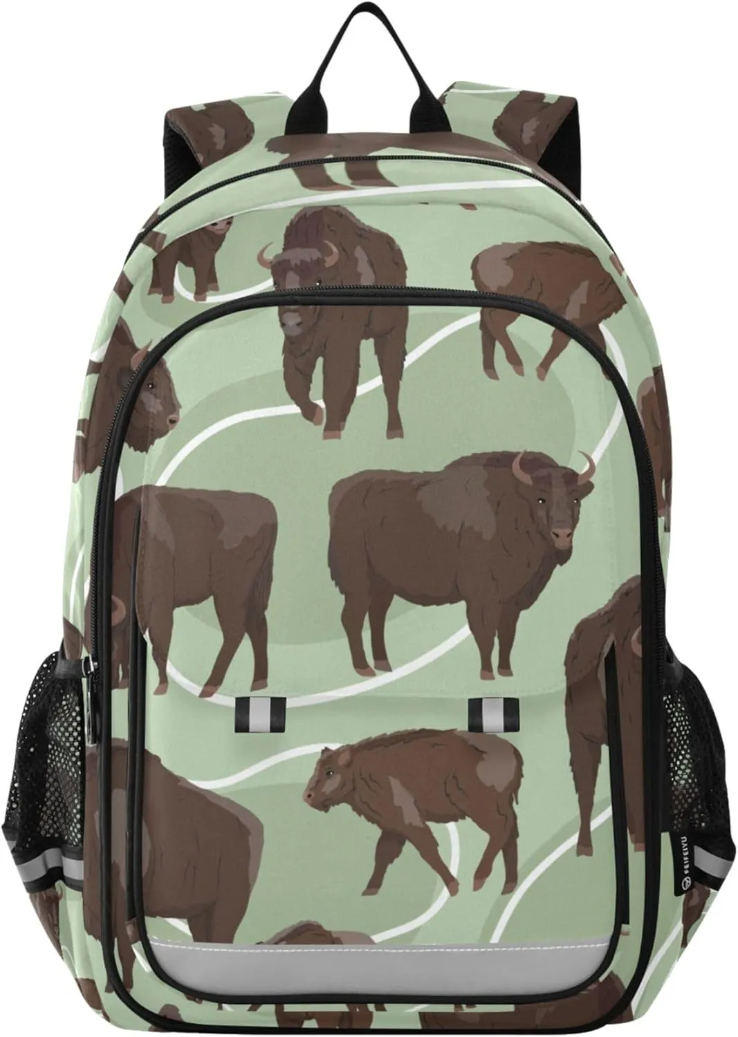 Forest Bison Backpack Lightweight Bookbag Travel Laptop Backpack College School Computer Bag with Reflective Stripes