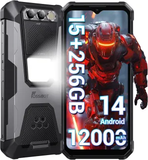 FOSSIBOT F106Pro Rugged Smartphone Unlocked,12000mAh Rugged Phone, 15GB 256GB, Android 14, 6.58" Display 48 16 20MP Night Vision Camera 110db Big Speaker 512LM Camp Light Cellphones, 4G Dual SIM/NFC