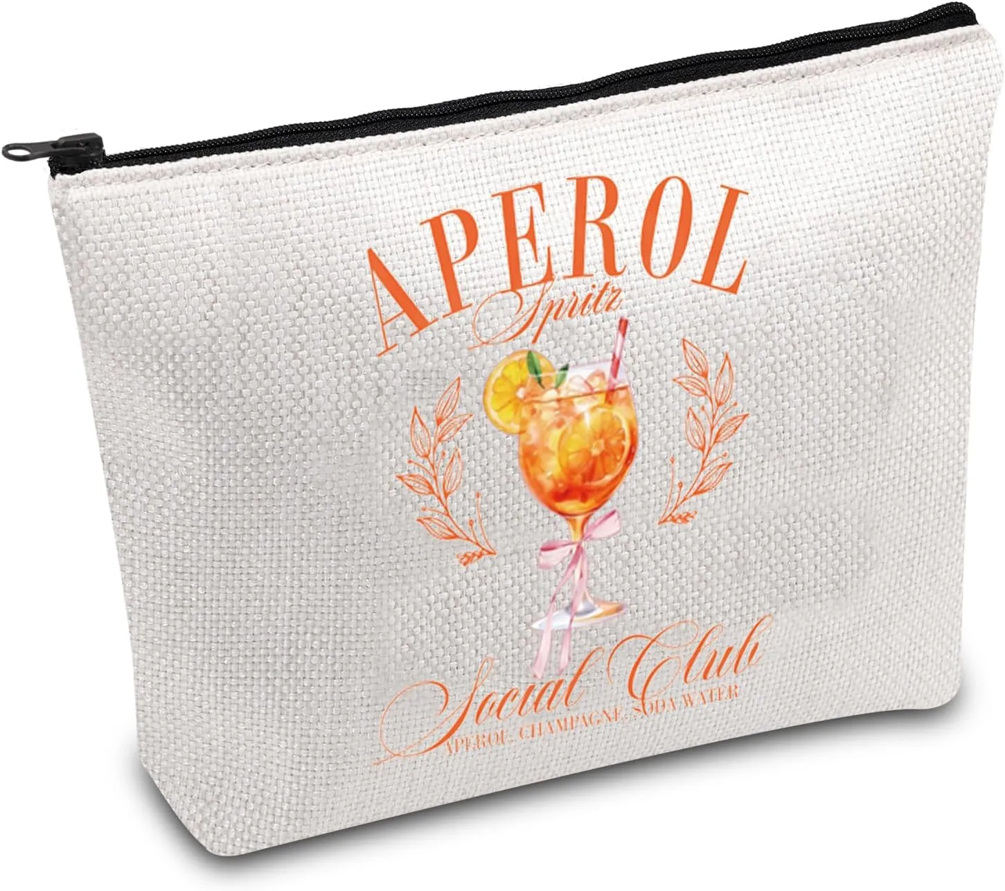 FOTAP Aperol Spritz Bachelorette Trip Makeup Bag Aperol Gift Aperol Spritz Themed Gift Italian Summer Spritz Gift Cocktail Gift (Aperol Spritz Bag)