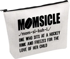 FOTAP Hockey Mom Survival Kit Momsicle Makeup Bag Momsicle Definition Cosmetic Bag Mother's Day Gift For Hockey Lover (MOMSICLE)