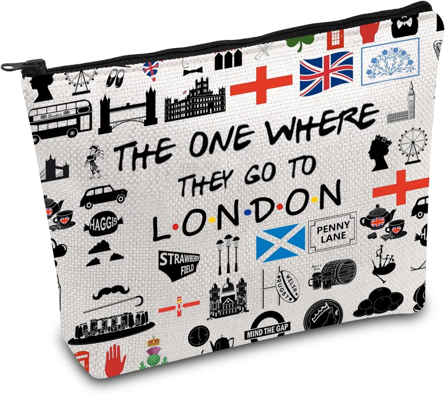 FOTAP London Trip Makeup Bag - UK Travel & Vacation Gift - Skyline Design - Cosmetic Welcome Bag - Housewarming Gift