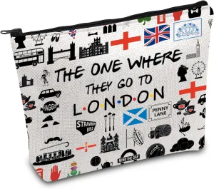 FOTAP London Trip Makeup Bag - UK Travel & Vacation Gift - Skyline Design - Cosmetic Welcome Bag - Housewarming Gift