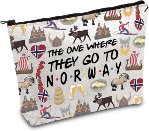 FOTAP Norway Trip Makeup Bag Norway Travel Gift Finland Souvenir Gift Norway Travel Bag Housewarming Gift (TO NORWAY)