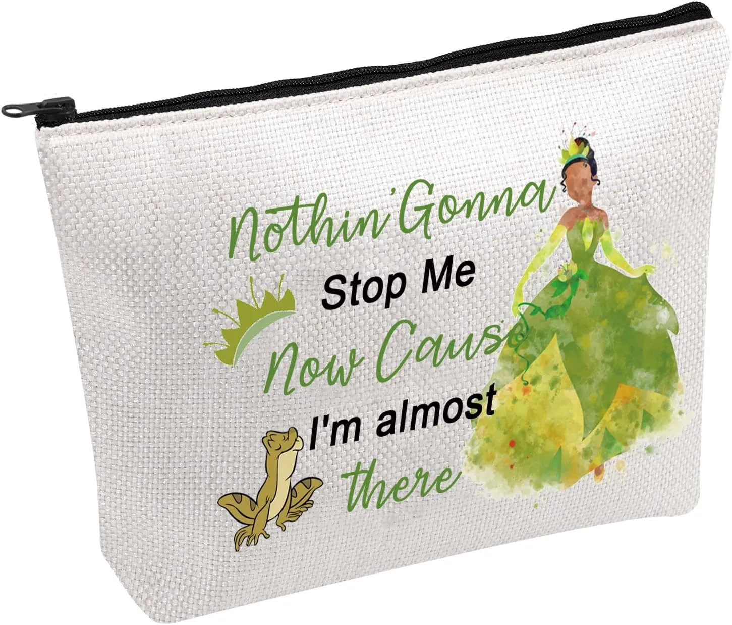 FOTAP Tiana Princess Cosmetic Bag Frog Princess Gifts Princess Inspired Gifts Princess Lover Gift Princesses Tiana Gifts Magic Kingd*m Gift (I'm almost)