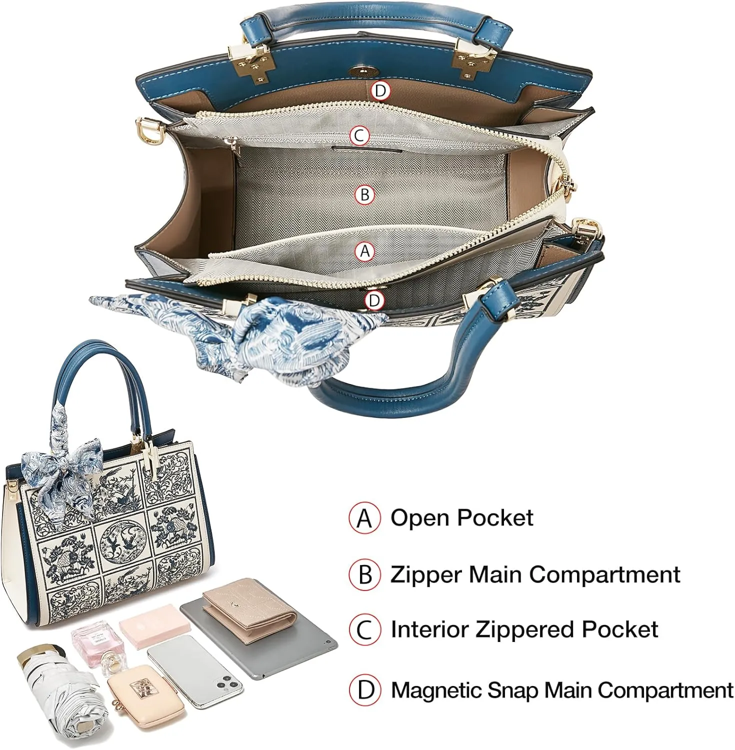 FOXLOVER Leather Satchel Handbags for Women Tote Shoulder Bag vintage Crossbody Bag Purse Top Handle bag with Embroidery