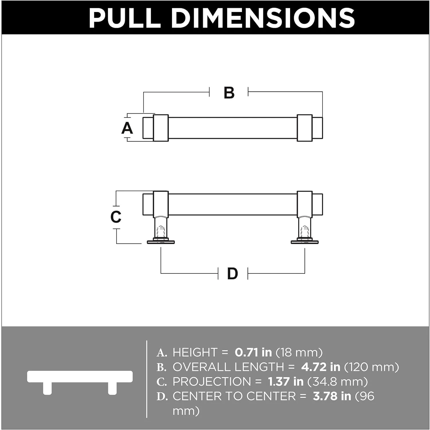 Franklin Brass Francisco Acrylic Bar (5-Pack) Cabinet Handles 3-3/4' Hole Center Chrome and Clear Kitchen Drawer Pulls Dresser, Furniture Hardware P44309-CHC-B