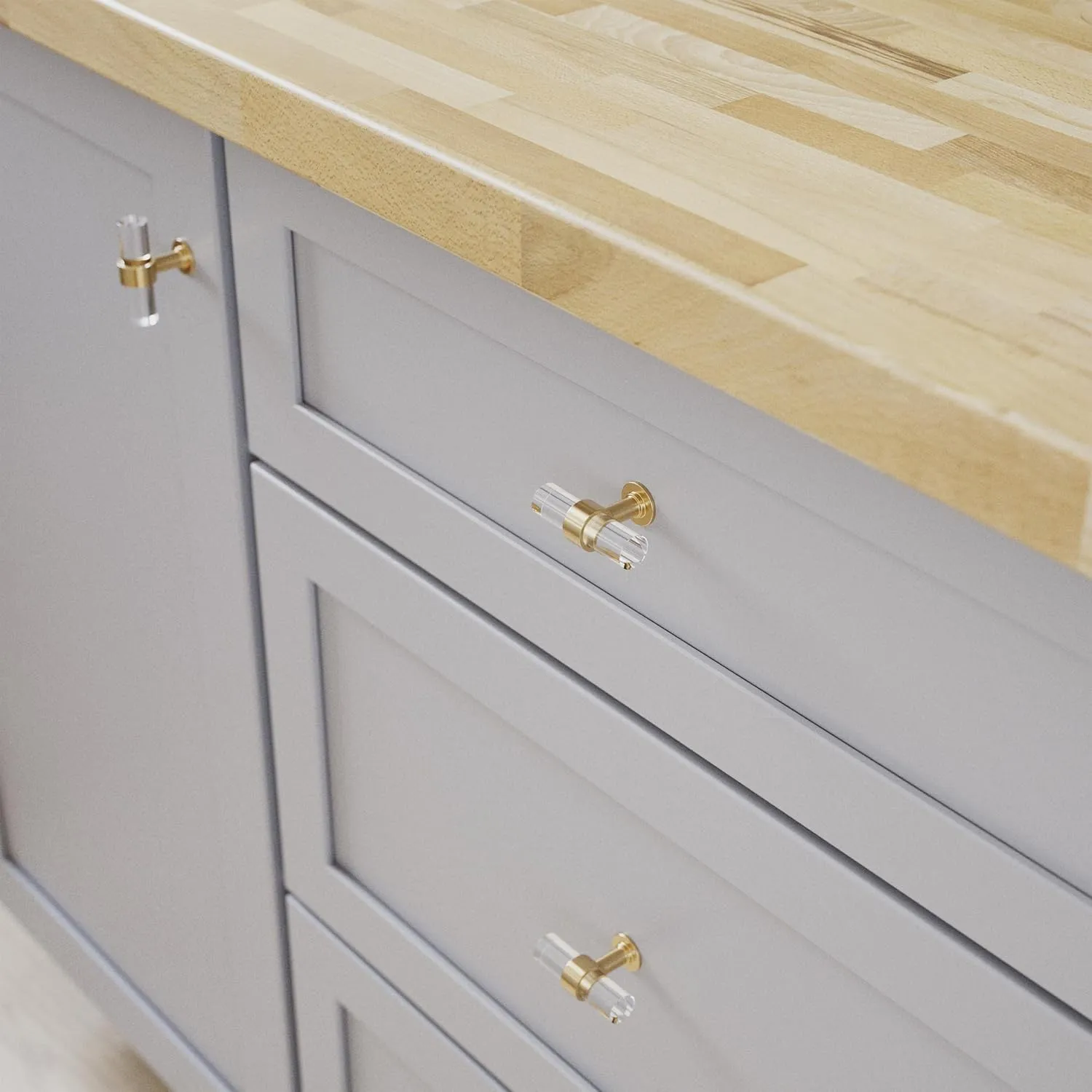 Franklin Brass Francisco Acrylic Bar (5-Pack) Gold Cabinet Knobs Champagne Bronze/Clear Hardware for Kitchen, Drawer Pulls, Dressers, Closet Door 2' P46159-720-B