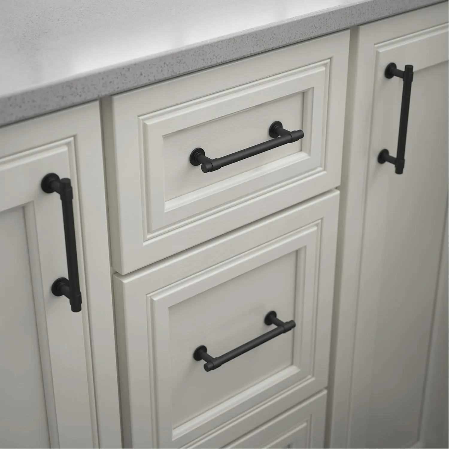 Franklin Brass Straight Bar (5-Pack) Cabinet Handles 5-1/16" Hole Center Pulls | Matte Black Hardware for Kitchen Drawers, Dressers, Furniture P29618Z-FB-B1