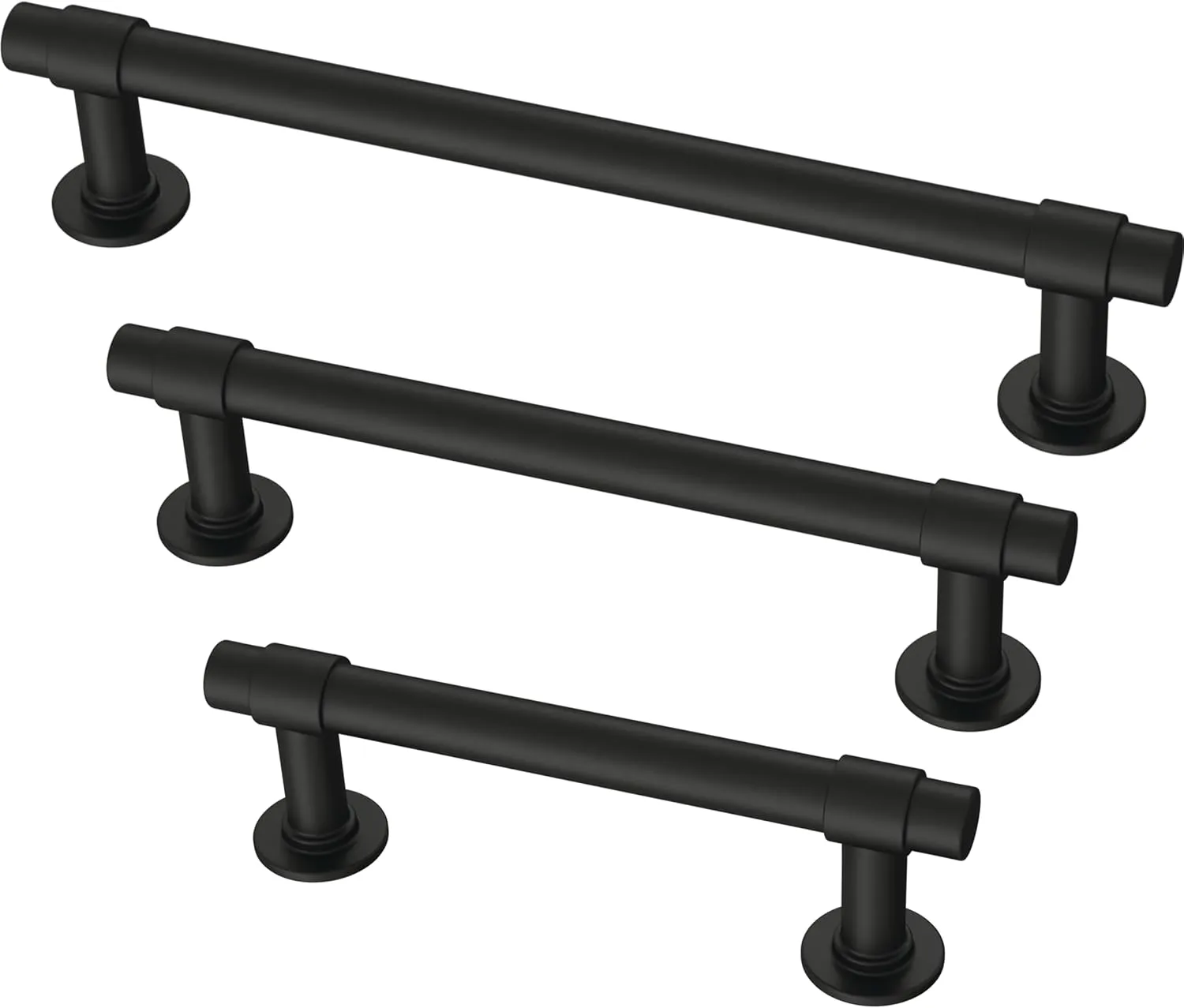 Franklin Brass Straight Bar (5-Pack) Cabinet Handles 5-1/16" Hole Center Pulls | Matte Black Hardware for Kitchen Drawers, Dressers, Furniture P29618Z-FB-B1