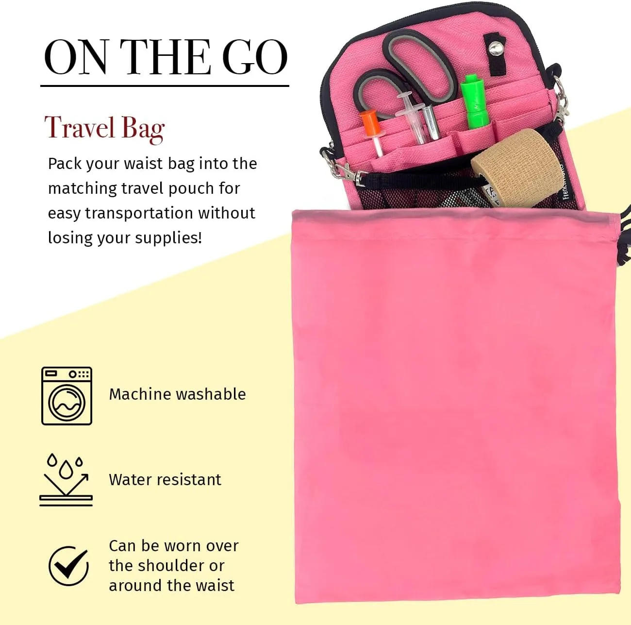 French KOKO Cute Nursing Fanny Pack with Medical Gear Pockets and BONUS Extension Strap Nurse Supplies Accessories Women Organizer Pouch Tool Belt Storage for Stethoscopes Supplies Pink