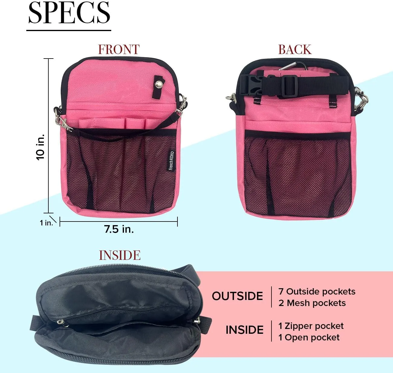 French KOKO Cute Nursing Fanny Pack with Medical Gear Pockets and BONUS Extension Strap Nurse Supplies Accessories Women Organizer Pouch Tool Belt Storage for Stethoscopes Supplies Pink