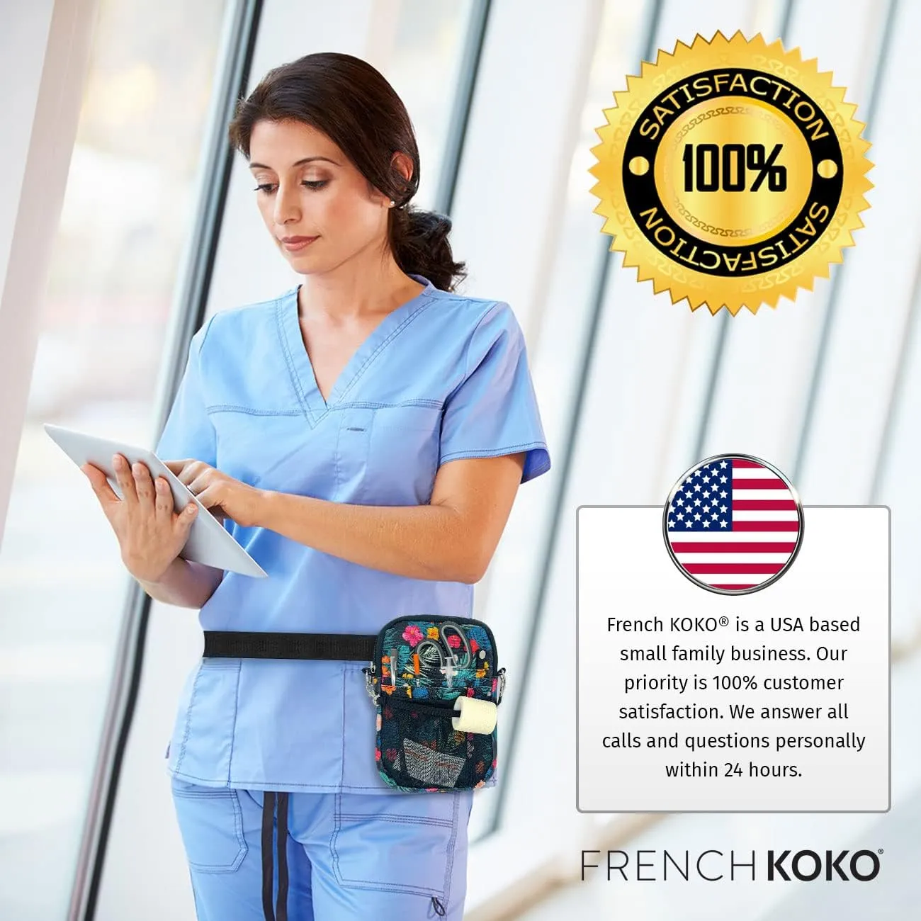 French KOKO Medical Nurse Fanny Pack with Travel Bag and Extension Strap Nursing Supplies Nurses Nursing Fanny Packs Women Organizer Pouch Tool Belt ICU Nicu Vet Tech Waist Bag Work Pink Nurse Life