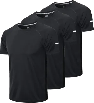 frueo Men's 1/3 Pack Workout Shirts Quick Dry Moisture Wicking Short Sleeve Mesh Athletic T-Shirts