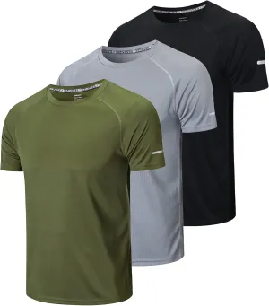 frueo Men's 1/3 Pack Workout Shirts Quick Dry Moisture Wicking Short Sleeve Mesh Athletic T-Shirts