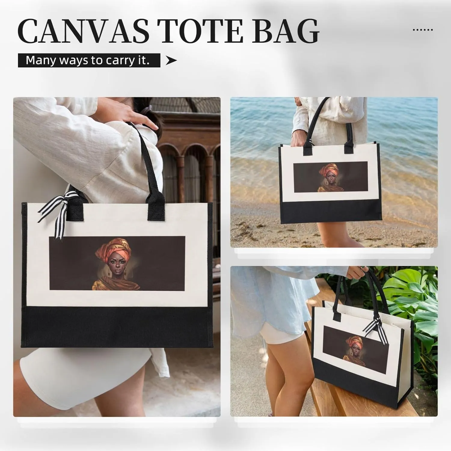 Funny Halloween Pumpkins Canvas Splicing Present Tote Handbag, Reusable Grocery Bags, Suitable for Woman to Work