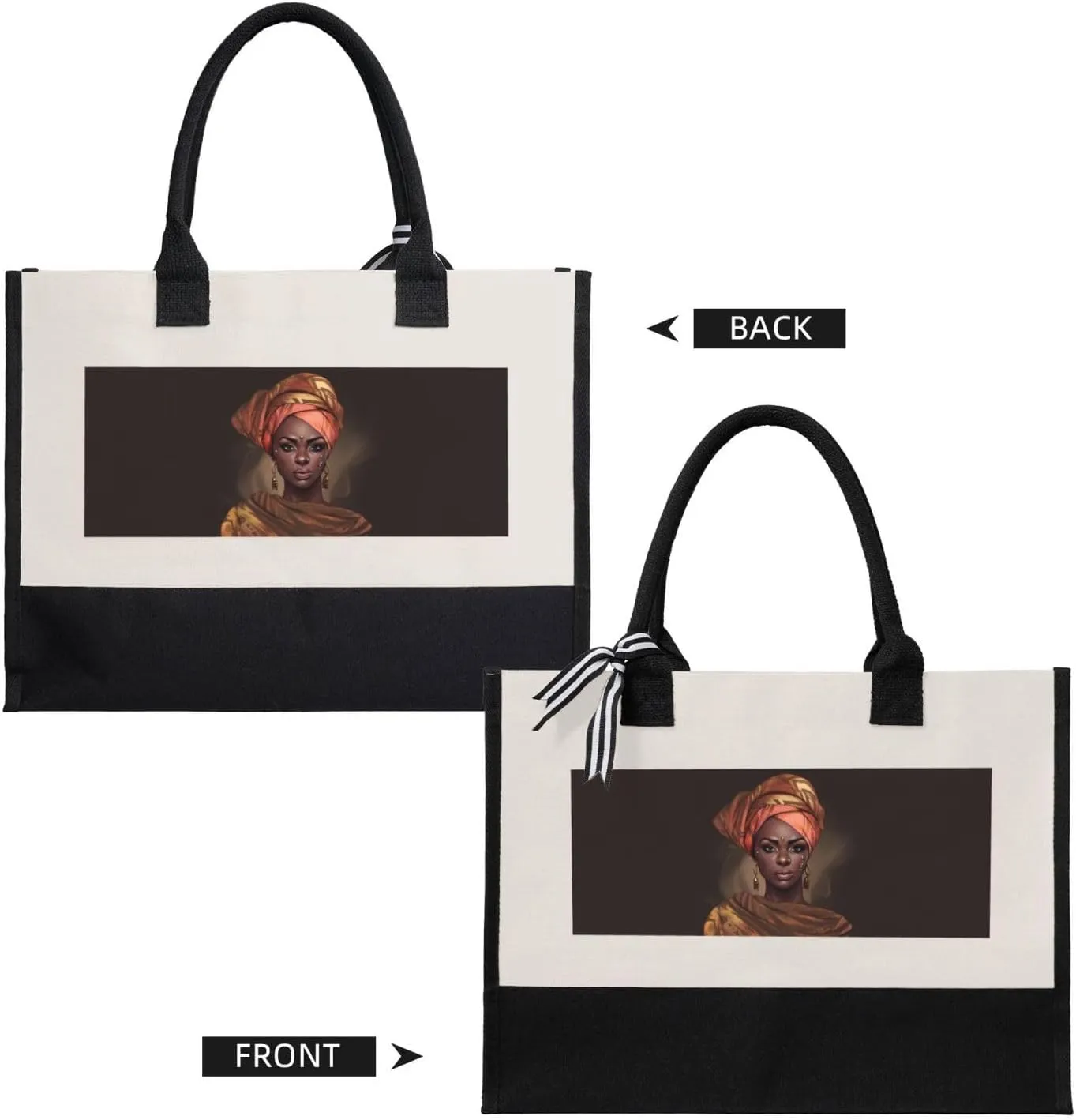 Funny Halloween Pumpkins Canvas Splicing Present Tote Handbag, Reusable Grocery Bags, Suitable for Woman to Work