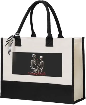 Funny Halloween Pumpkins Canvas Splicing Present Tote Handbag, Reusable Grocery Bags, Suitable for Woman to Work