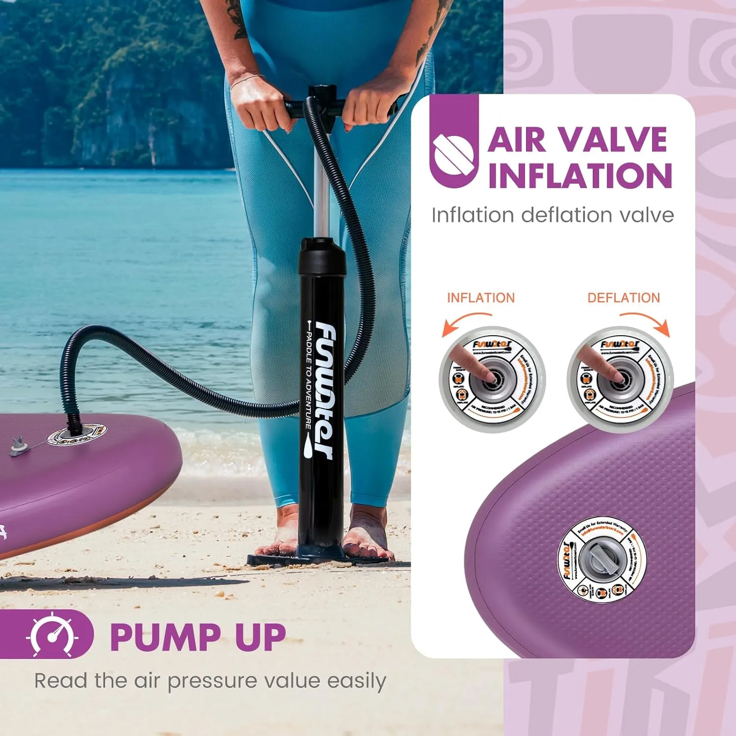 FunWater Inflatable Stand Up Paddle Board with Premium SUP Paddleboard Accessories, Wide Stable Anti-Slip EVA Deck, Paddle Boards for Adults & Youth of All Skill Levels