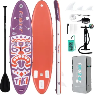 FunWater Inflatable Stand Up Paddle Board with Premium SUP Paddleboard Accessories, Wide Stable Anti-Slip EVA Deck, Paddle Boards for Adults & Youth of All Skill Levels