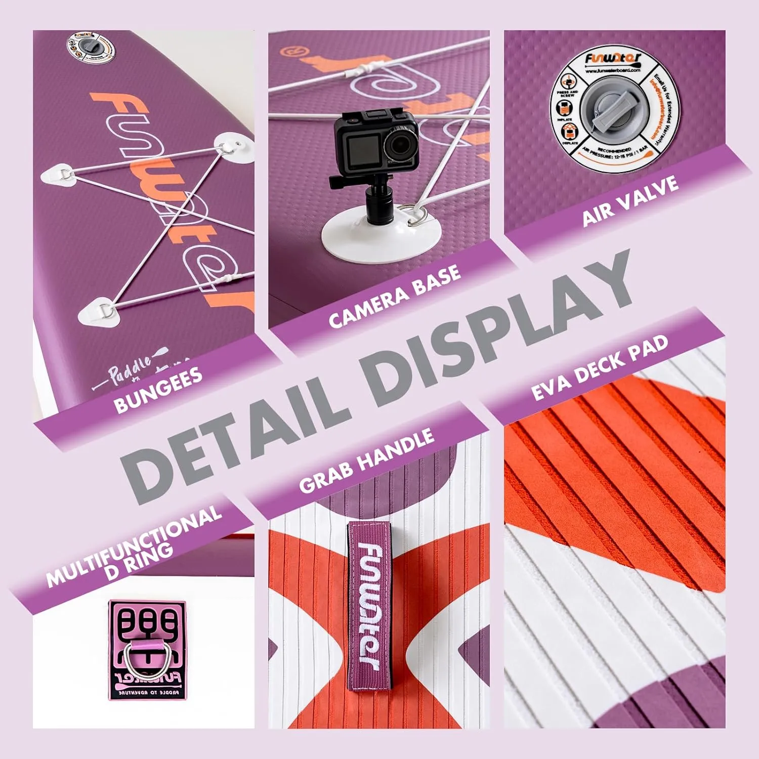 FunWater Inflatable Stand Up Paddle Board with Premium SUP Paddleboard Accessories, Wide Stable Anti-Slip EVA Deck, Paddle Boards for Adults & Youth of All Skill Levels