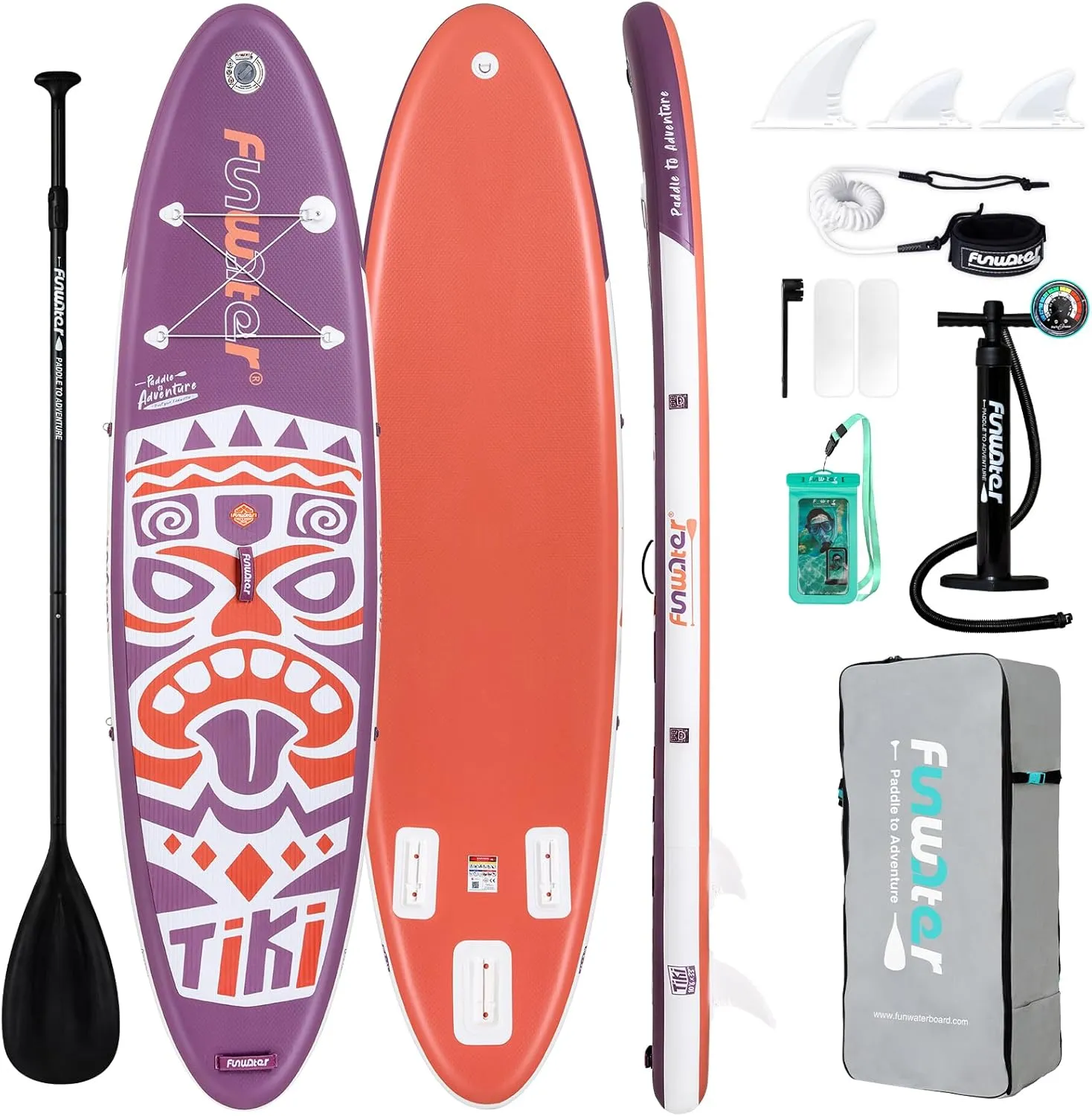 FunWater Inflatable Stand Up Paddle Board with Premium SUP Paddleboard Accessories, Wide Stable Anti-Slip EVA Deck, Paddle Boards for Adults & Youth of All Skill Levels
